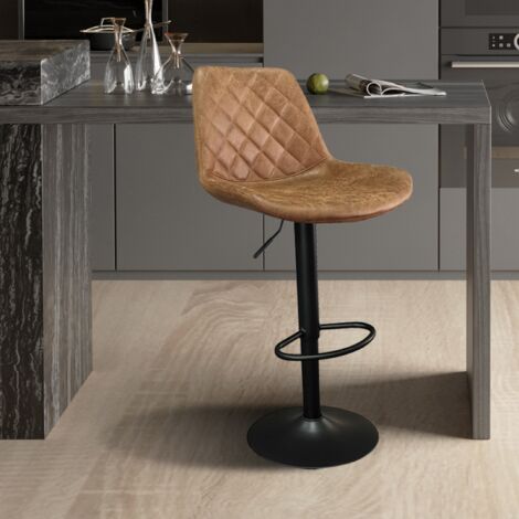Tabouret de bar réglable en PU cognac MANILLA (lot de 2) (1/5)