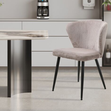 Chaise de salle à manger en velours côtelé beige DOROT (lot de 2) (1/5)
