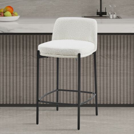 Tabouret de bar en tissu blanc LILA (lot de 2) (1/5)
