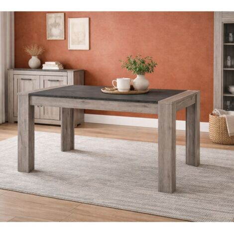 Table à manger moderne rectangle chêne gris MAYA (1/3)