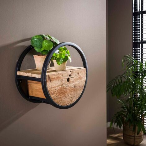 Étagère murale en bois et métal avec tiroir CERCLO2 (1/5)