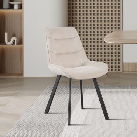 Chaise de salle à manger en velours côtelé beige MELIA (lot de 2) (1/5)
