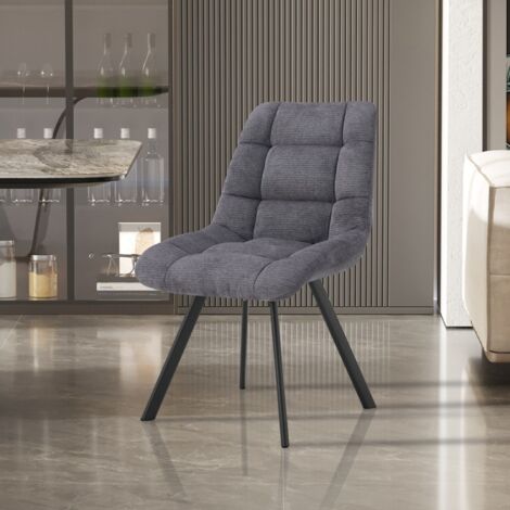 Chaise de salle à manger en tissu gris anthracite ZELIE (lot de 2) (1/5)