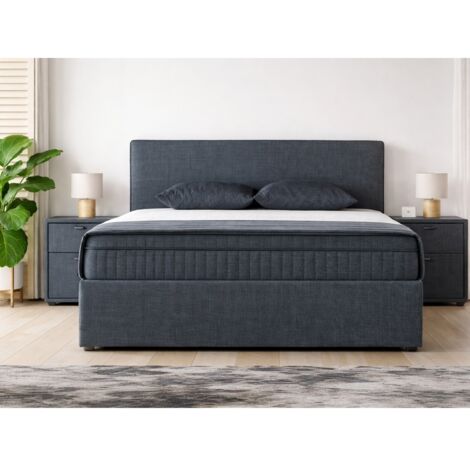 Lit coffre 140cm en tissu + matelas + surmatelas ALESSANDRO (1/5)
