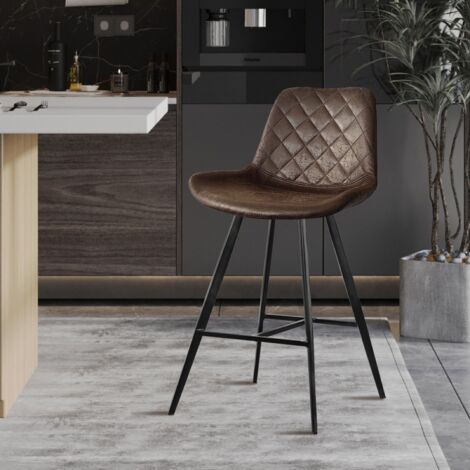 Tabouret de bar en PU marron foncé ALKA (lot de 2) (1/5)
