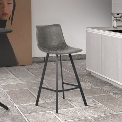 Tabouret de bar en PU gris assise 65cm OSAKA (lot de 2) (1/5)