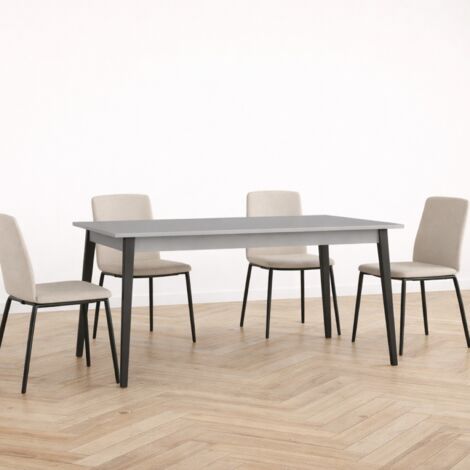 Table à manger moderne extensible grise 180cm SIMY (1/4)