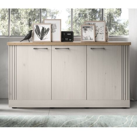 Buffet moderne 3 portes coloris chêne naturel YANIS (1/5)