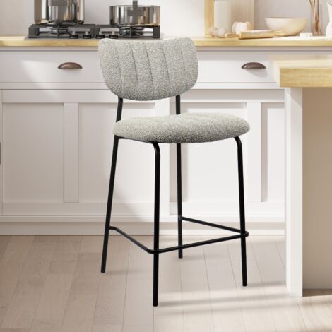 Tabouret de bar en tissu gris clair ANTO (lot de 2) (1/5)