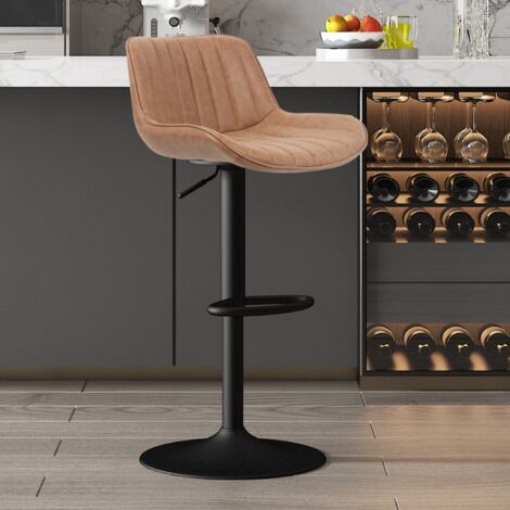 Tabouret de bar réglable et pivotant en PU cognac NAFFA (lot de 2) (1/5)