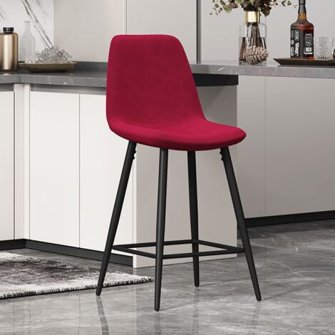 Tabouret de bar en velours rouge BOYANA (lot de 2) (1/3)