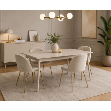 Table à manger scandinave beige cachemire 180cm EZIA (1/3)