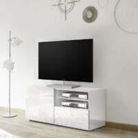 Meuble TV moderne laqué blanc 120cm SARA