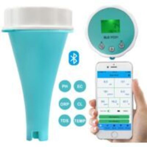 Testeur d'eau de Piscine Bluetooth 6en1 EC/Salinité/pH/ORP/Temperature/Chlore, Compteur Sans fil Flottant Intelligent de Surveillance de Piscine pour Piscines et Spas de Nage