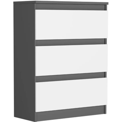 Kleine Kommode mit Schubladen, Anthrazit Mix Weiß - 76 x 40 x 70 cm - Modern R3