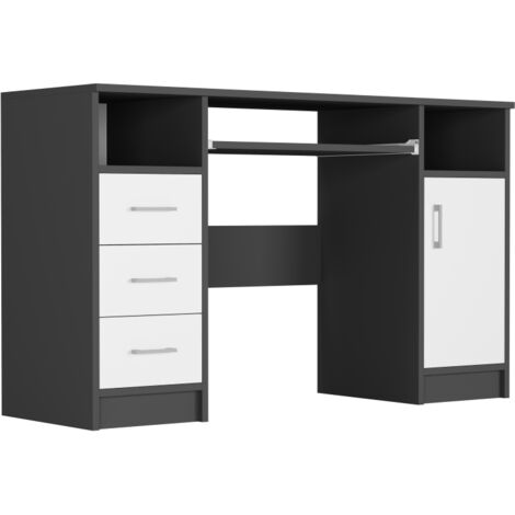 Schreibtisch mit Schrank und Schubladen Anthrazit Mix 120 x 50 cm - Modern N11