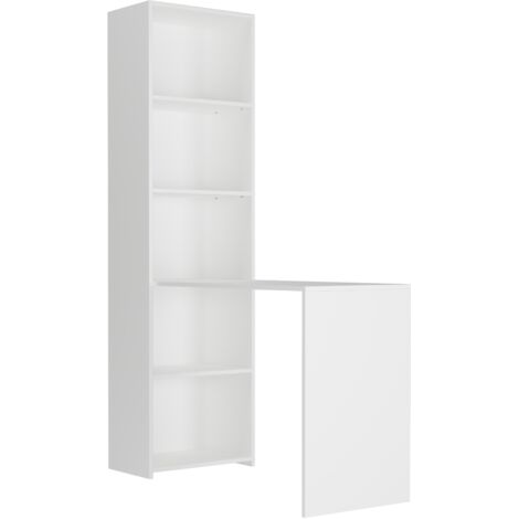 Bücherregal mit Eckschreibtisch, Weiß - 180 x 120 x 50 cm - Modern B-50S