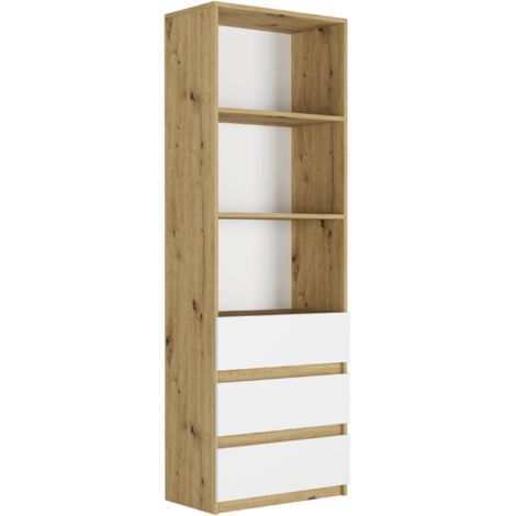 Büro-Bücherregal, Artisan / Weiß 180 x 60 x 33 cm - Modern B-3