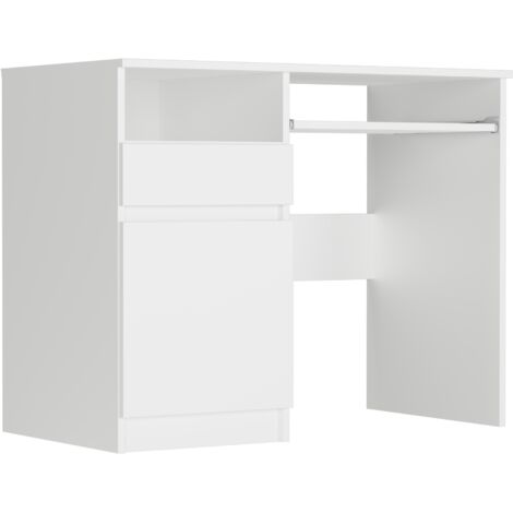 Schreibtisch mit Schrank, links, Weiß, 90 x 50 cm, Moderner Stil N35