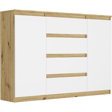 Kommode mit Schränken und Schubladen Artisan Mix Weiß, 140 x 40 x 98 cm - Modern R140S4