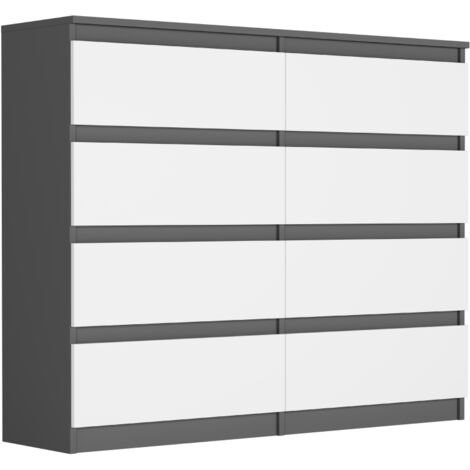 Jugendkommode mit Schubladen Anthrazit Mix Weiß, 120 x 40 cm - Modern R120S8