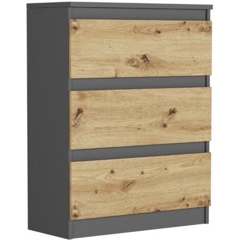 Kleine Kommode mit Schubladen, Anthrazit Mix Artisan - 76 x 40 x 70 cm - Modern R3