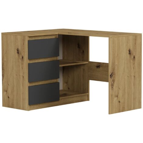 Eckschreibtisch links mit Schubladen Artisan Mix Anthrazit 112 x 87 cm Modern N4L