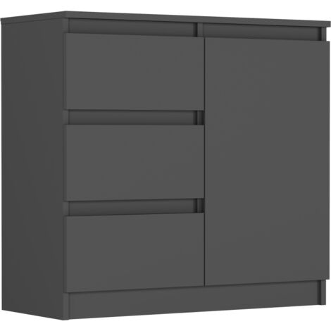 Kommode Anthrazit, 80x33x76 cm - R-80-S3 mit 3 Schubladen