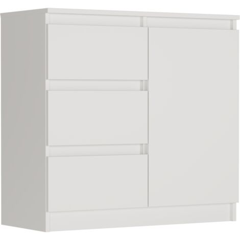 Kommode Weiß, 80x33x76 cm - R-80-S3 mit 3 Schubladen