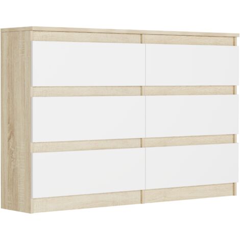 Schmale Kommode mit Schubladen Sonoma Mix Weiß 120 x 30 cm - Modern R120