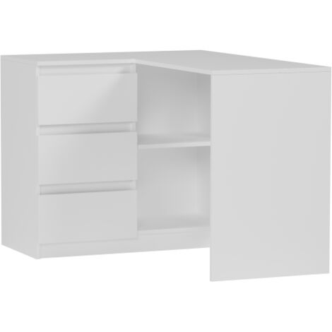 Eckschreibtisch links mit Schubladen Weiß 112 x 87 cm Modern N4L