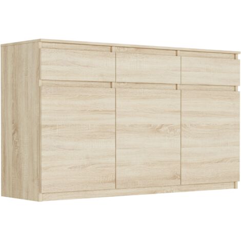 Dreitürige Kommode mit Schubladen und Schränken, Sonoma, 120 x 40 x 98 cm - Modern S-3