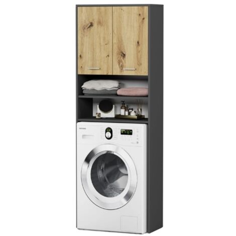 Badezimmerschrank über Waschmaschine, Anthrazit Mix Artisan - 64 x 180 cm - Modern L-64