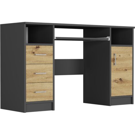 Schreibtisch mit Schrank und Schubladen Anthrazit Mix Artisan 120 x 50 cm - Modern N11