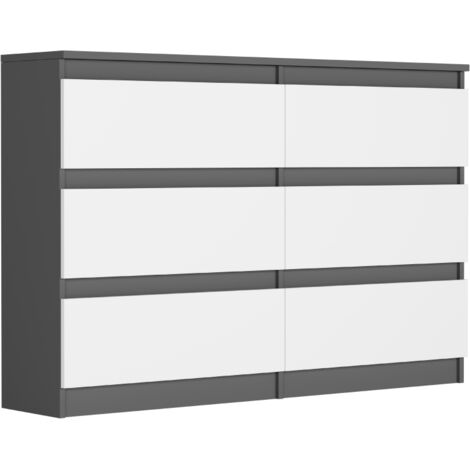 Schmale Kommode mit Schubladen Anthrazit Mix Weiß 120 x 30 cm - Modern R120
