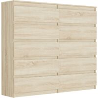 Hohe Kommode mit Schubladen Sonoma, 120 x 140 x 40 cm Modern R140S10
