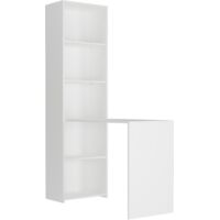 Bücherregal mit Eckschreibtisch, Weiß - 180 x 120 x 50 cm - Modern B-50S