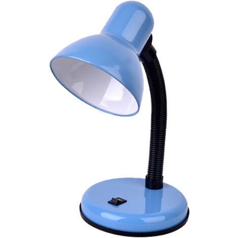 Lampe de bureau flexible classique et confortable pour les yeux, idéale pour les enfants, les études, la lecture, le travail, le bureau, la table de chevet, petite lampe de bureau, bleue.