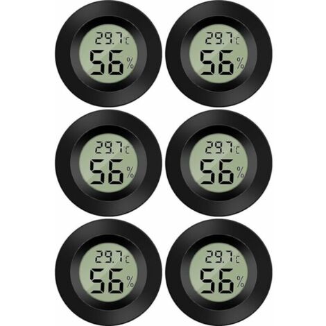 (6 PCS - B)Mini Digital LCD Thermomètre Hygromètre Température Humidité -5070℃ 10%99% RH Thermomètre Portable Thermo Hygromètre Indicateur pour Bureau Cuisine Humidors Incubateurs Reptiles (1/5)
