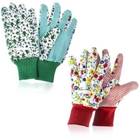 gants de jardinage pour femmes deux paires de gants de jardinage joliment imprimés gants antidérapants pour la plantation de jardin, la taille ou les tâches ménagères (1/4)