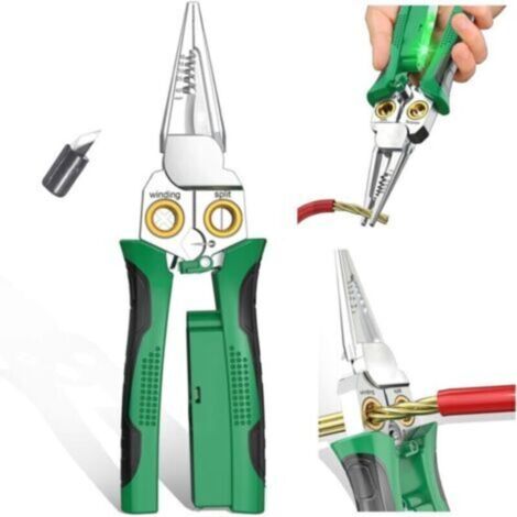 Pince à dénuder 8 en 1 avec fonction de mesure de l'électricité - Pince à dénuder pour couper et tirer des fils - Ciseaux pour gratter et presser des fils avec test de tension (8 en 1) (1/4)