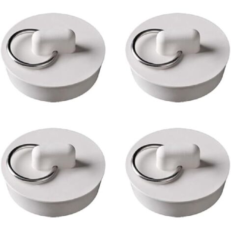 Lot de 4 bouchons de vidange universels en caoutchouc avec anneau de suspension. pour baignoire. salle de bain. lavabos (25 à 28 mm) (1/5)