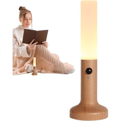 Motion Sensor Night Light, Rechargeable Magnetic Wall Sconce with Wooden Base, 3000K Warm Indoor Lighting,Beechwood