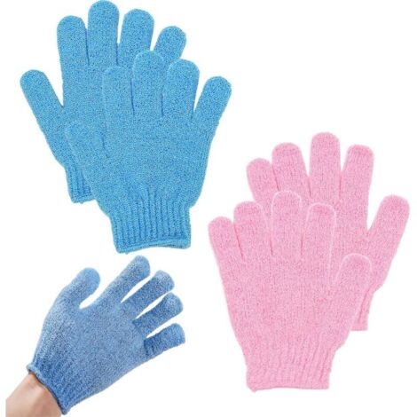 2 Paires De Gants Exfoliants. Gants De Bain Exfoliants. gant exfoliant corps. Gants De Bain à Cinq Doigts Pour Hommes. Femmes. Enfants Pour Exfoliation/Douche/Baignoire/Spa/Massage (2 Couleurs) (1/5)