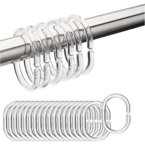 CSPARKV Lot de 24 anneaux de rideau : le kit de crochets de rideau en plastique dispose de 24 anneaux. assez pour votre remplacement et votre utilisation quotidienne. Sa taille est de 4.4 x 2.8 x 0.55 (1/5)