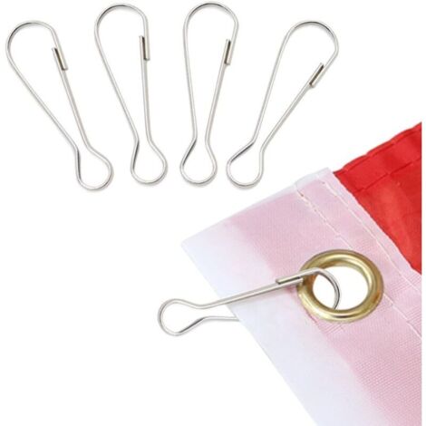 Lot de 20 Crochet à Clip pour Mât de Drapeau. Tous Les Accessoires en Acier Inoxydable - Compatible avec Le Drapeau à Oeillets (1/4)