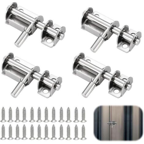 4 pièces Fermeture Porte.Verrou Porte Interieure Loquet Exterieur Portail De Coulissante Pontet de Garage Portillon Crochet Exterieure Door Lock targette Fenetre Verrous Chambre Bois Placard Verrou (1/4)