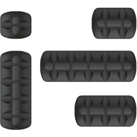 Noir Clips Câble Organisateur Bureau - Lot de 5 - Range Câbles Silicone Fixe Câble Adhésif Attache-Câble Rangement Cordon de Bureau pour Câbles de Chargeur/Souris/Écouteur/Téléphone (1/5)