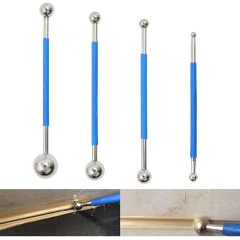 Outils Ensemble – Lisseur Joints Kit Boule En MéTal Outil D'étanchéIté Professionnel Pour Bordure Salle Bain. Cuisine. DéCoration Sculpture Argile. Bleu. 4 PièCes