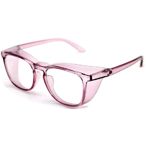 (17.5×6.5×7)Rose Lunettes de sécurité transparentes avec protections latérales. antibuée et anti-rayures avec poignées antidérapantes et protection UV complète - Lunettes de sécurité idéales